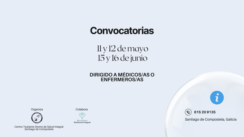 Convocatorias de los cursos de ozonoterapia y quelación para mayo y junio de 2024. Impartidos por el Dr. Tikara Otomo.